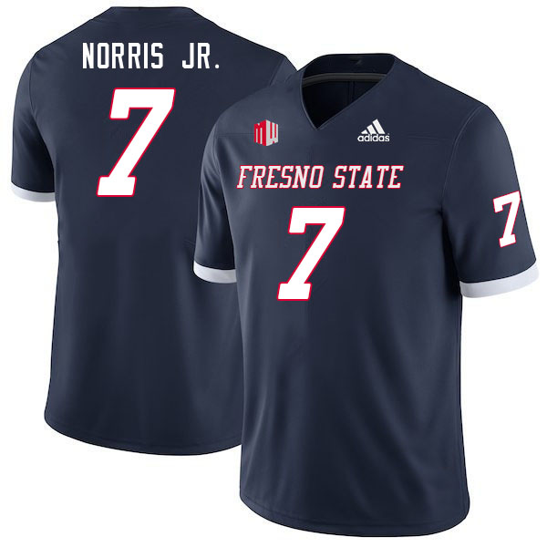 Men #7 Morice Norris Jr. Fresno State Bulldogs College Football Jerseys Stitched Sale-Navy - Click Image to Close